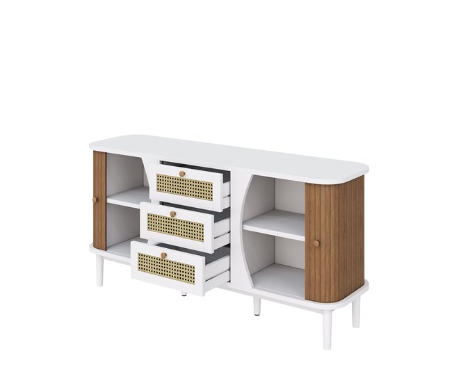 Aparador com 2 portas e 3 gavetas 140 Natural/ Branco