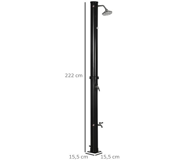 Duche Solar Exterior Liga de Zinco Outsunny Preto