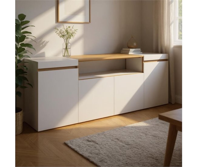 Aparador Kavos 203 Branco/ Madeira