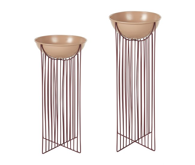 Beliani Conjunto de 2 vasos de plantas com pés FICARIA Rosa