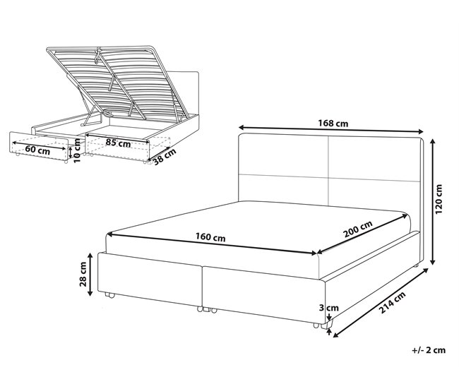 Beliani Cama com estrado Veludo VERNOYES 170x214 Preto