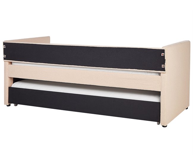 Beliani Cama com estrado Bouclé TROYES 99x213 Bege