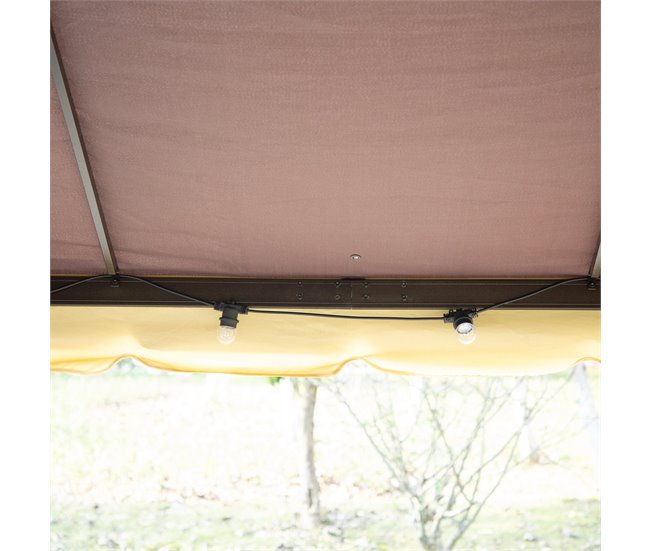 Pérgola de Jardim Alumínio e Poliéster Outsunny 390x290 Castanho