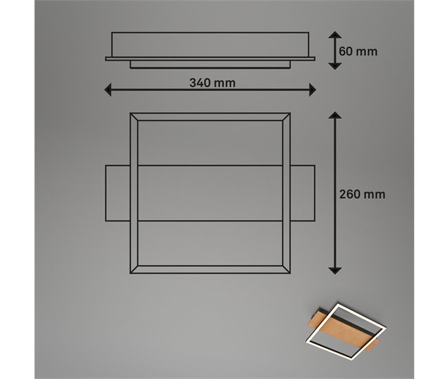 Plafon KADA LED 1 14W 34cm quadrado marca BRILONER  Preto