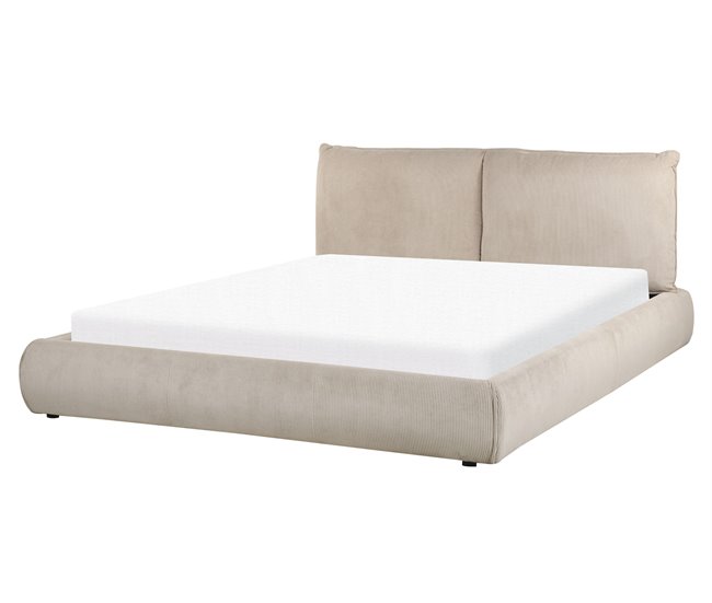 Beliani Cama com estrado Bombazine VINAY 176x233 Bege