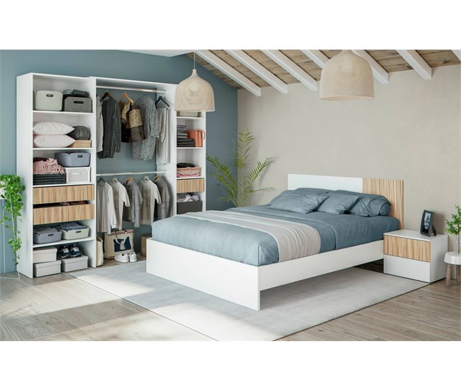 Guarda-roupa grande com efeito de madeira Branco