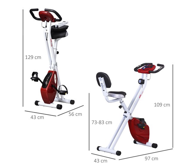 Bicicleta ergométrica em forma de X Aço, ABS, PVC HOMCOM Vermelho