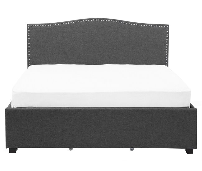 Beliani Cama com estrado Poliéster MONTPELLIER 167x213 Cinza Escuro