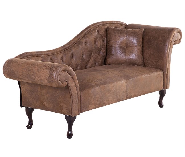 Beliani Chaise longue à direita Camurça sintética LATTES Castanho Claro