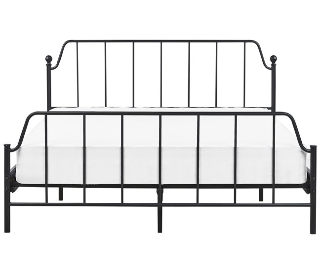 Beliani Cama com estrado Ferro MAURESSAC 164x206 Preto