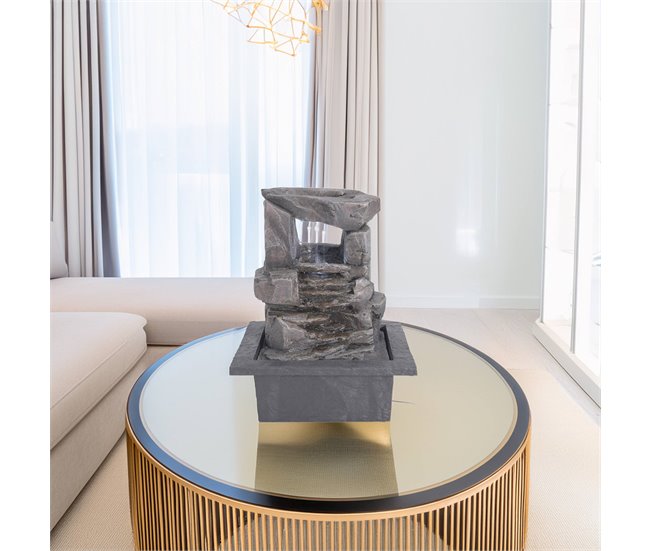 Fonte de água Well Home com design de 2 pedras e luzes Cinza