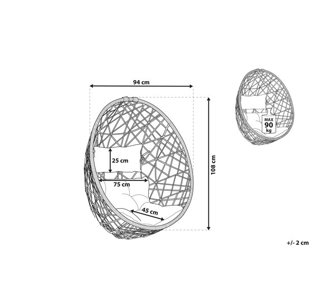 Beliani Sillón colgante ALATRI Preto