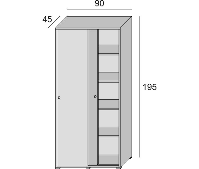 Armário 2 portas com efeito madeira 90 Branco