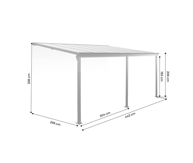 Pérgola de parede em alumínio - Avenio 443x299 Cinza