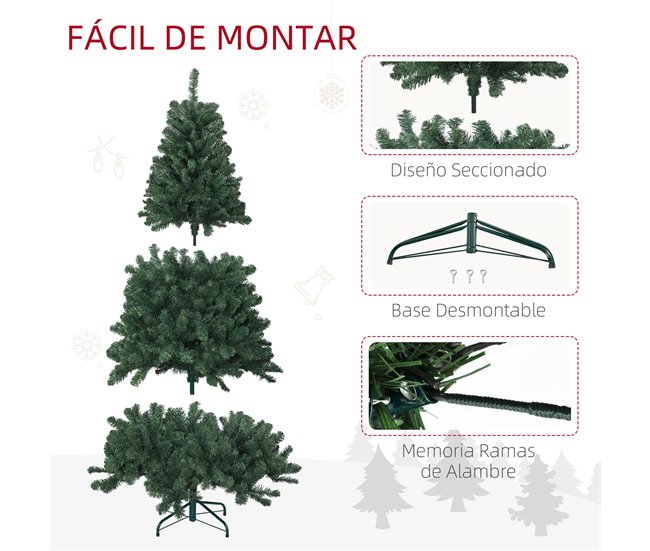 Árvore de Natal PVC, Aço HOMCOM, casa - natal Verde