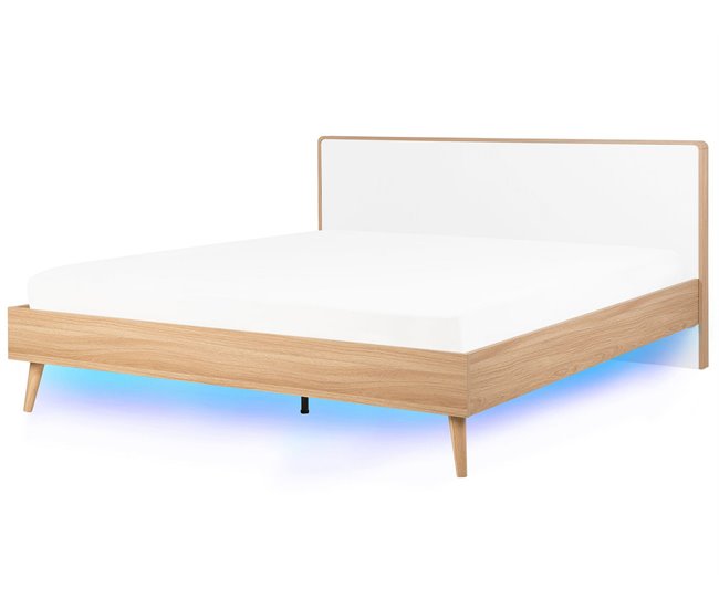 Beliani Cama com LED MDF SERRIS 188x215 Castanho