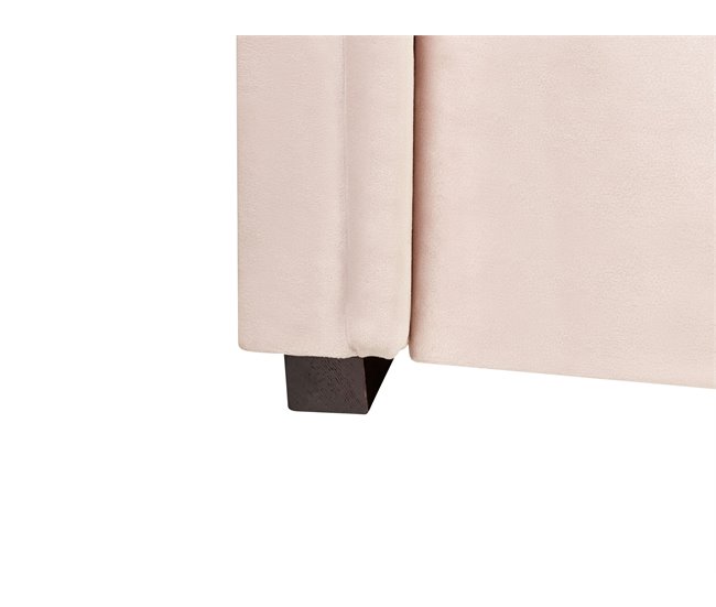 Beliani Cama com estrado Veludo LIBOURNE 102x220 Rosa Talco