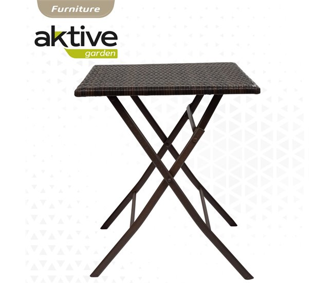 Conjunto de mesa e cadeiras dobráveis de rotim Aktive para terraço Preto