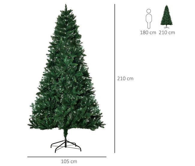 Árvore de Natal PVC, Aço HOMCOM, casa - natal Verde