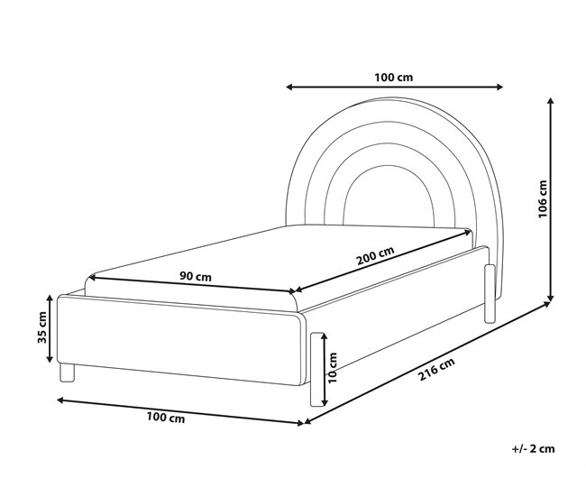 Beliani Cama com estrado Veludo ANET 100x216 Azul Claro