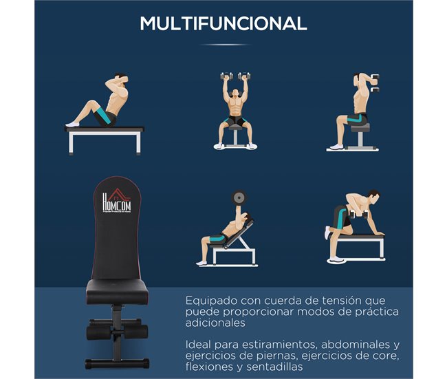 Banco Tubo de aço, PU HOMCOM, desportos e lazer - musculação Preto