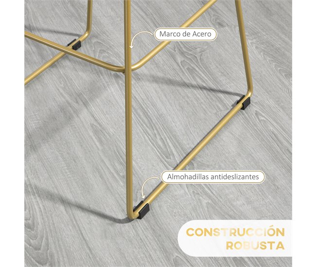 Bancos Altos Aço, Espuma e Poliéster HOMCOM, casa - cadeiras Dourado