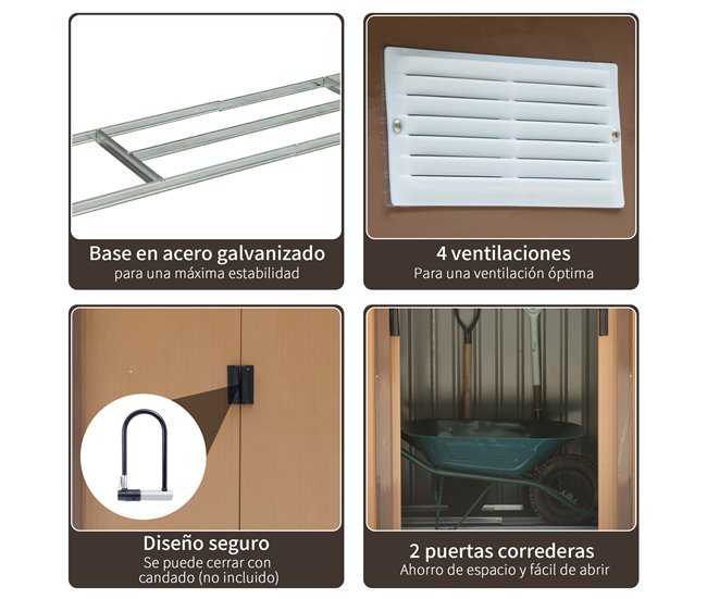 Abrigo de Jardim Aço Galvanizado e PP Outsunny 213 Amarelo