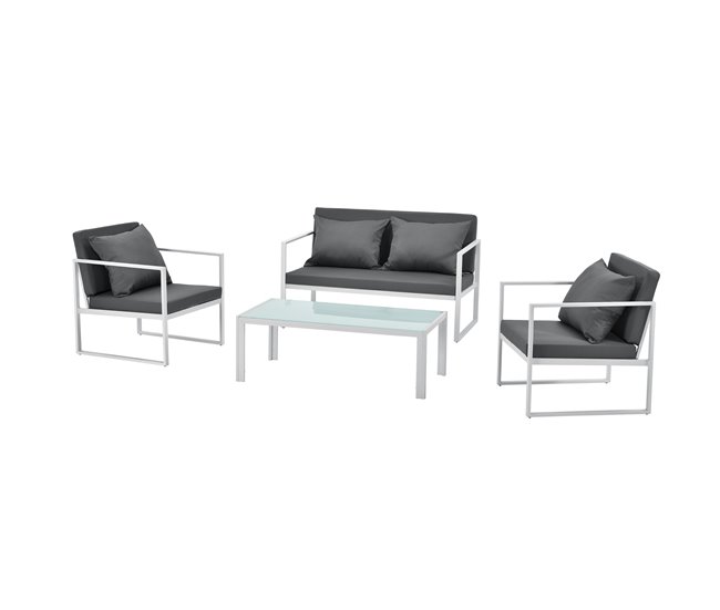 [casa.pro] Conjunto de mobiliário de jardim 2x cadeiras de jardim Branco