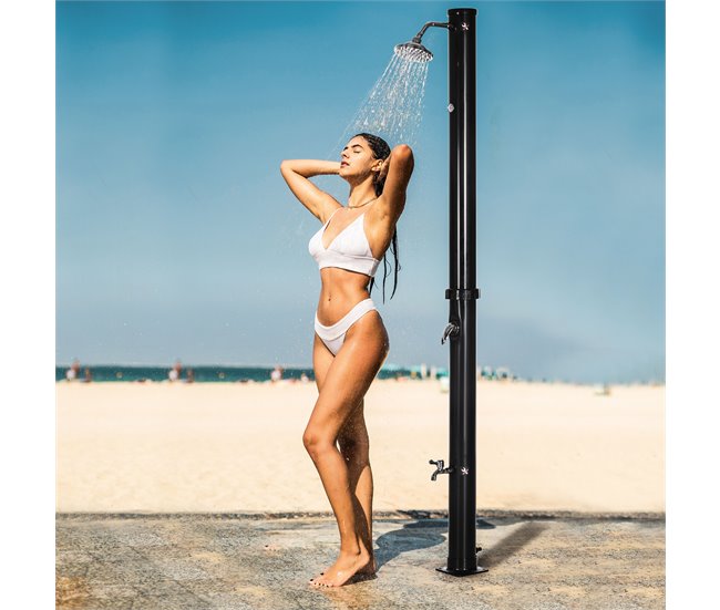 Duche Solar Exterior Liga de Zinco Outsunny Preto