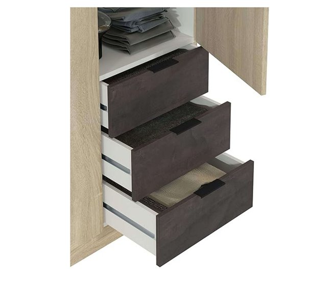 Andy Bedroom Pack guarda-roupa cabeceira mesas de cabeceira Castanho