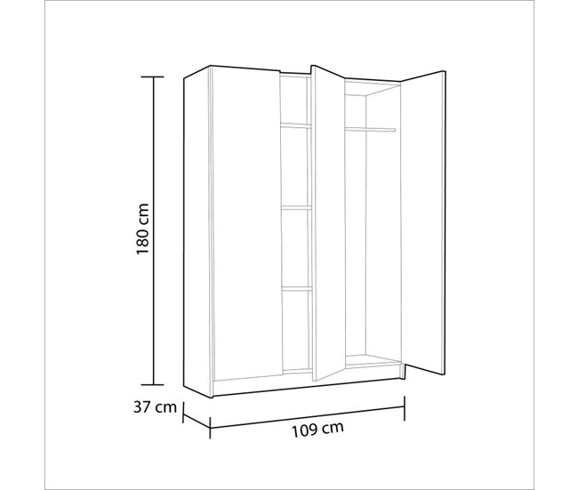 Armário multiusos com 3 portas Branco