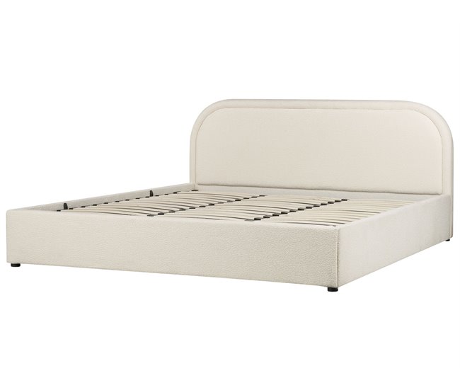 Beliani Cama com armazenamento Bouclé QUILLIEN 192x217 Bege