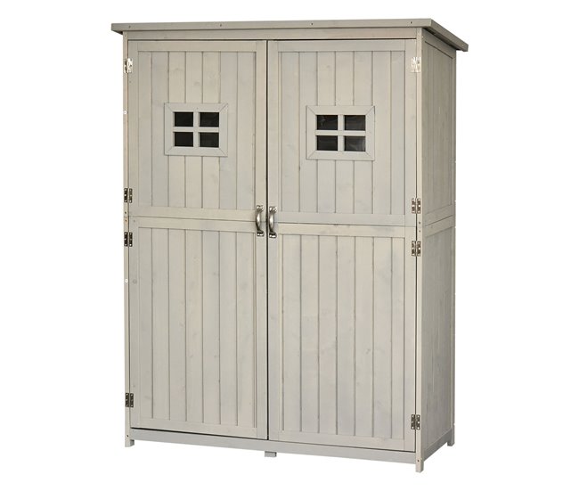 Abrigo de Armazenamento Madeira de Abeto Outsunny Cinza