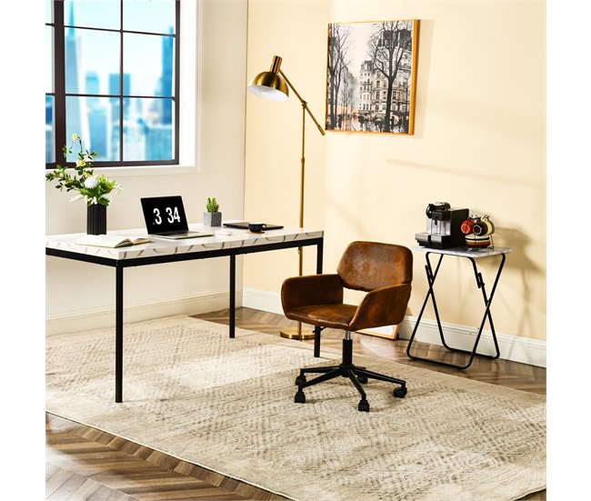 Cadeira de jantar giratória estofada Castanho