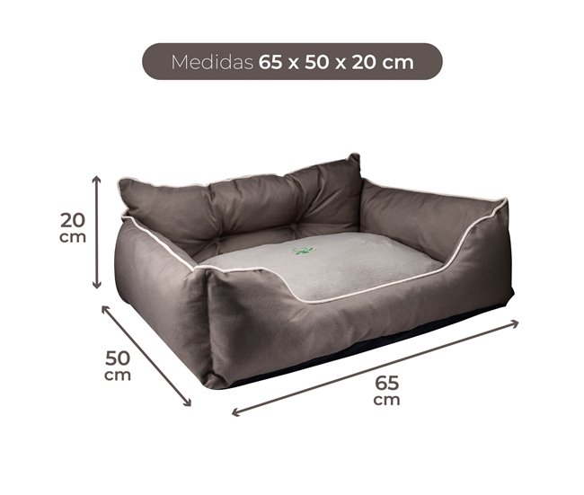 Cama para animais de estimação + comedouro duplo Castanho