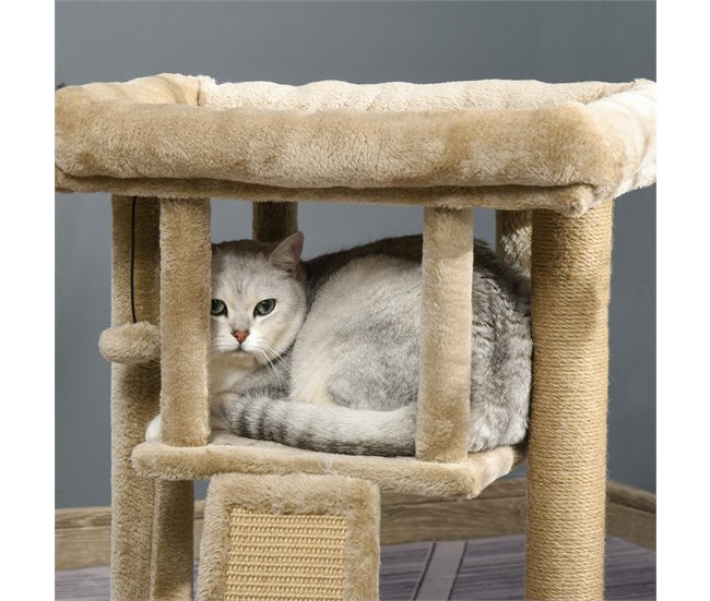 Arranhador para Gatos Aglomerado de Madeira, Pelúcia e Juta Castanho