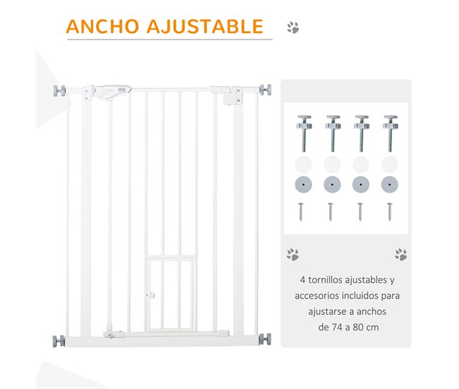 Barreira de Segurança para Cães Aço e plástico PawHut Branco
