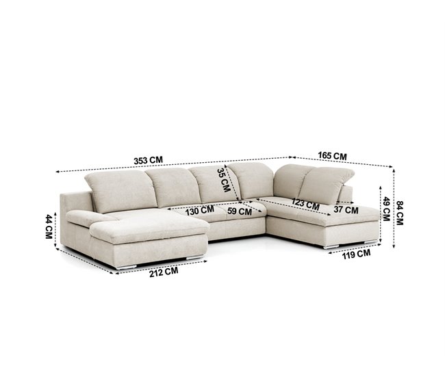 Sofá de canto ISONA com cama Bege