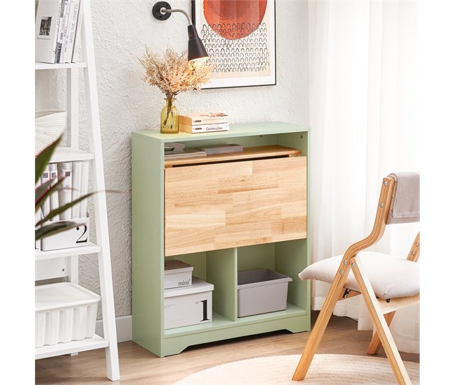 Mesa dobrável para computador com 3 prateleiras FWT104-GR SoBuy PT Verde