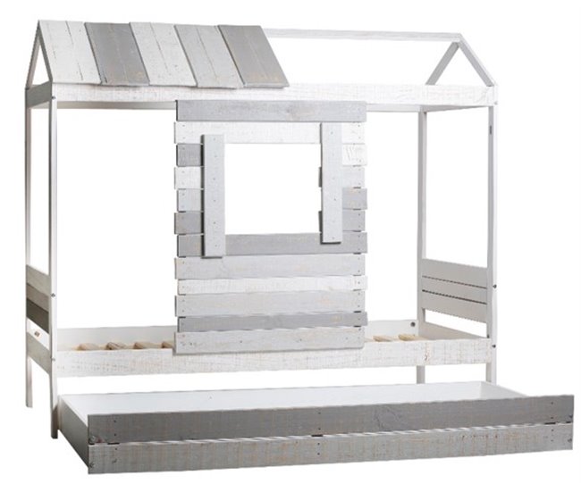 Cama 90x190 cm CABANA branca/cinza Branco/cinza