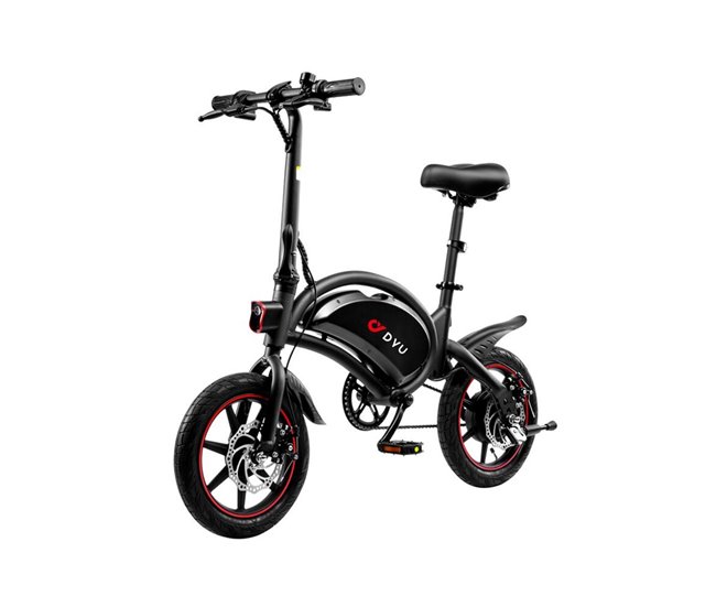 DYU D3F Bicicleta Elétrica  14" - Potência 250W Freio a Disco Preto
