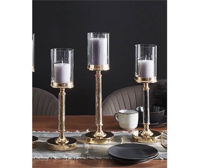 Beliani Candelabro ABBEVILLE Preto/ Dourado
