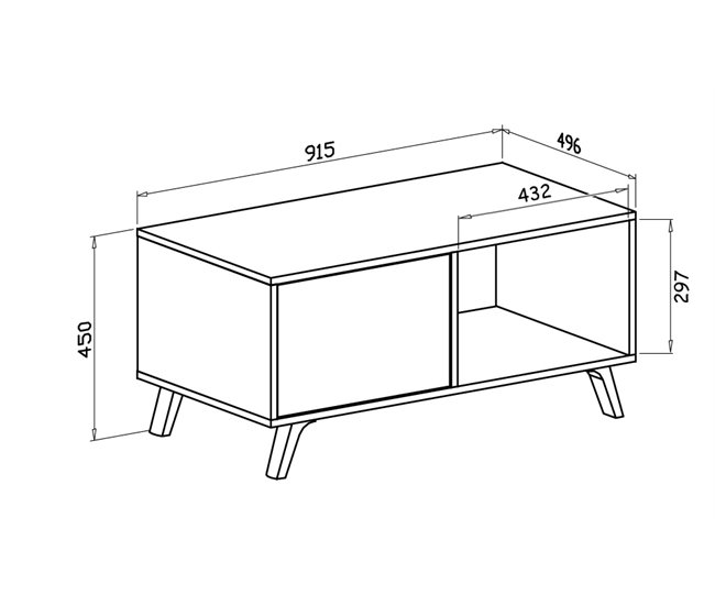  Mesa de centro para sala de estar - 45 x 92 x 50 cm 92x50 Branco/cinza