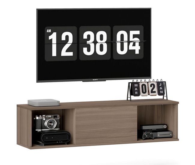 Armário Casa de Banho de Parede Melamina de Madeira HOMCOM Castanho