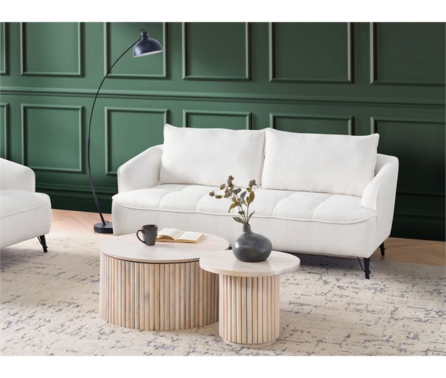 Beliani Sofá de 3 lugares Bouclé HOBRO Branco