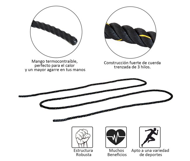 Corda de Batalha Poliéster HOMCOM Preto