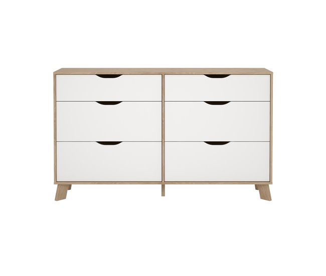 Cómoda dupla IKAST 6 gavetas cor branca Branco