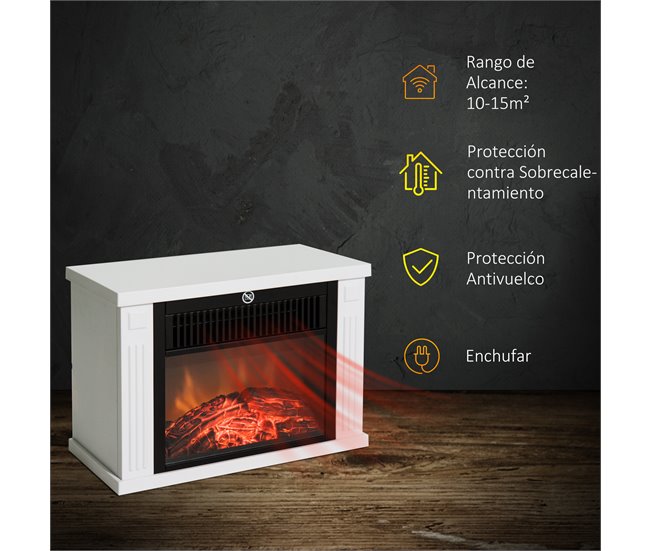 Lareira Elétrica Plástico e Vidro Temperado HOMCOM Branco