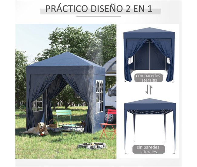 Pérgola de Jardim Aço e Tecido de Oxford Outsunny 200x200 Azul
