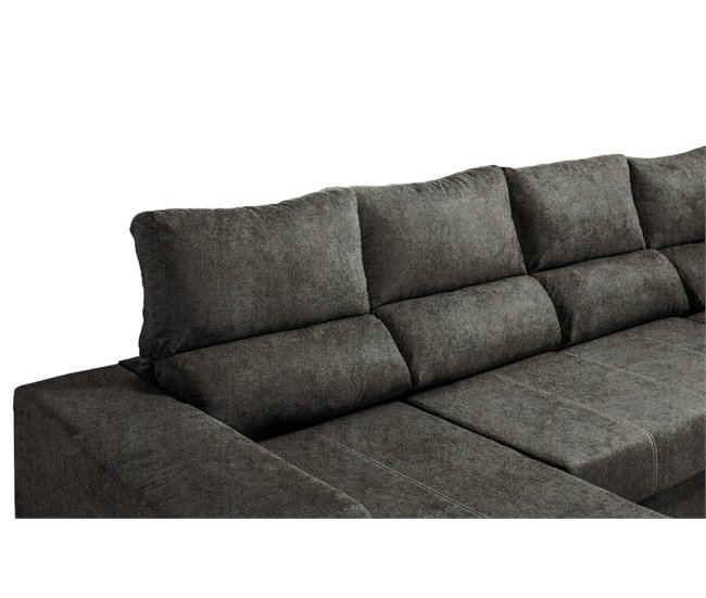 Mega Sofá Cama Chaise Longue Canto Itália 345cm Cimento